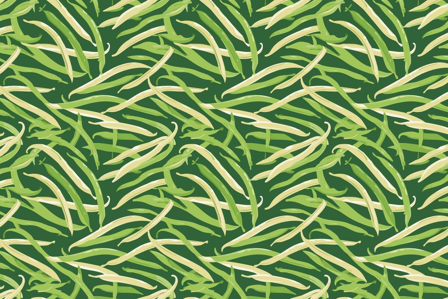 Pattern with french beans. Green bean vegetables background illustration. vector
