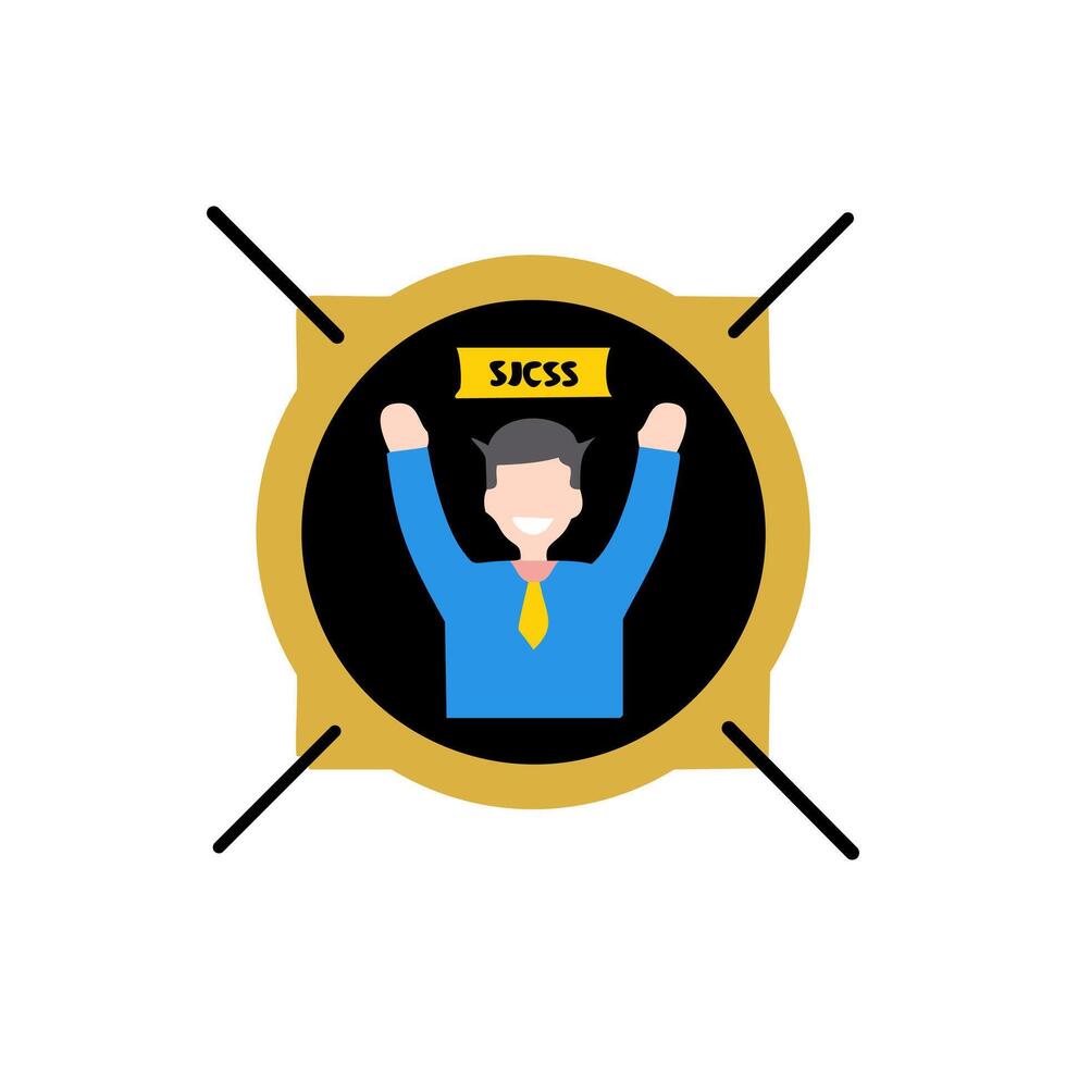 Success flat color design. illustration. vector