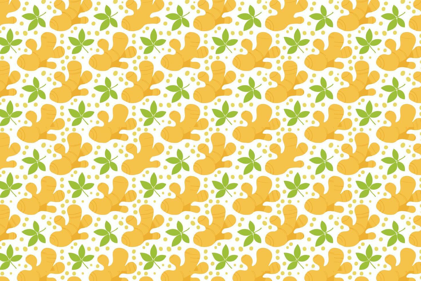 Pattern with ginger and leaves template vector