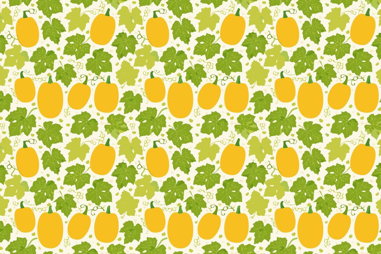Orange sponge gourd and leaves pattern background vector