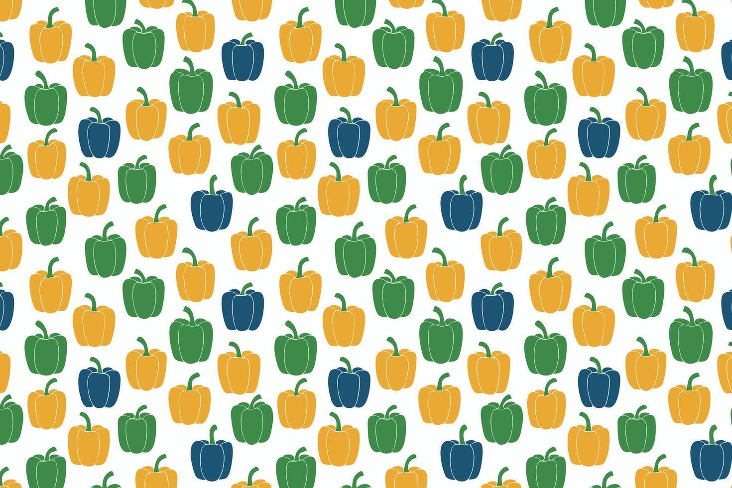 Pattern with bell peppers on a white background. Capsicum vegetables background art. vector