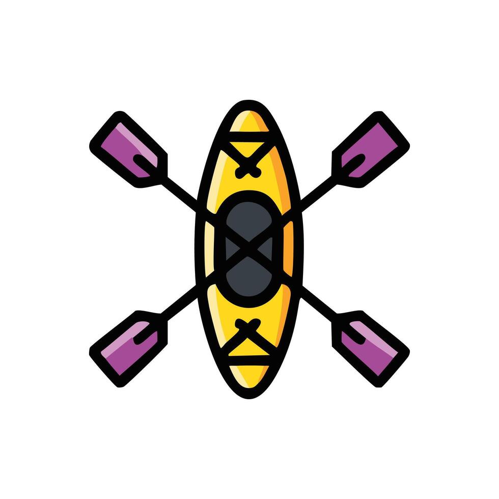 Kayak icon illustration, filled design editable stroke. vector