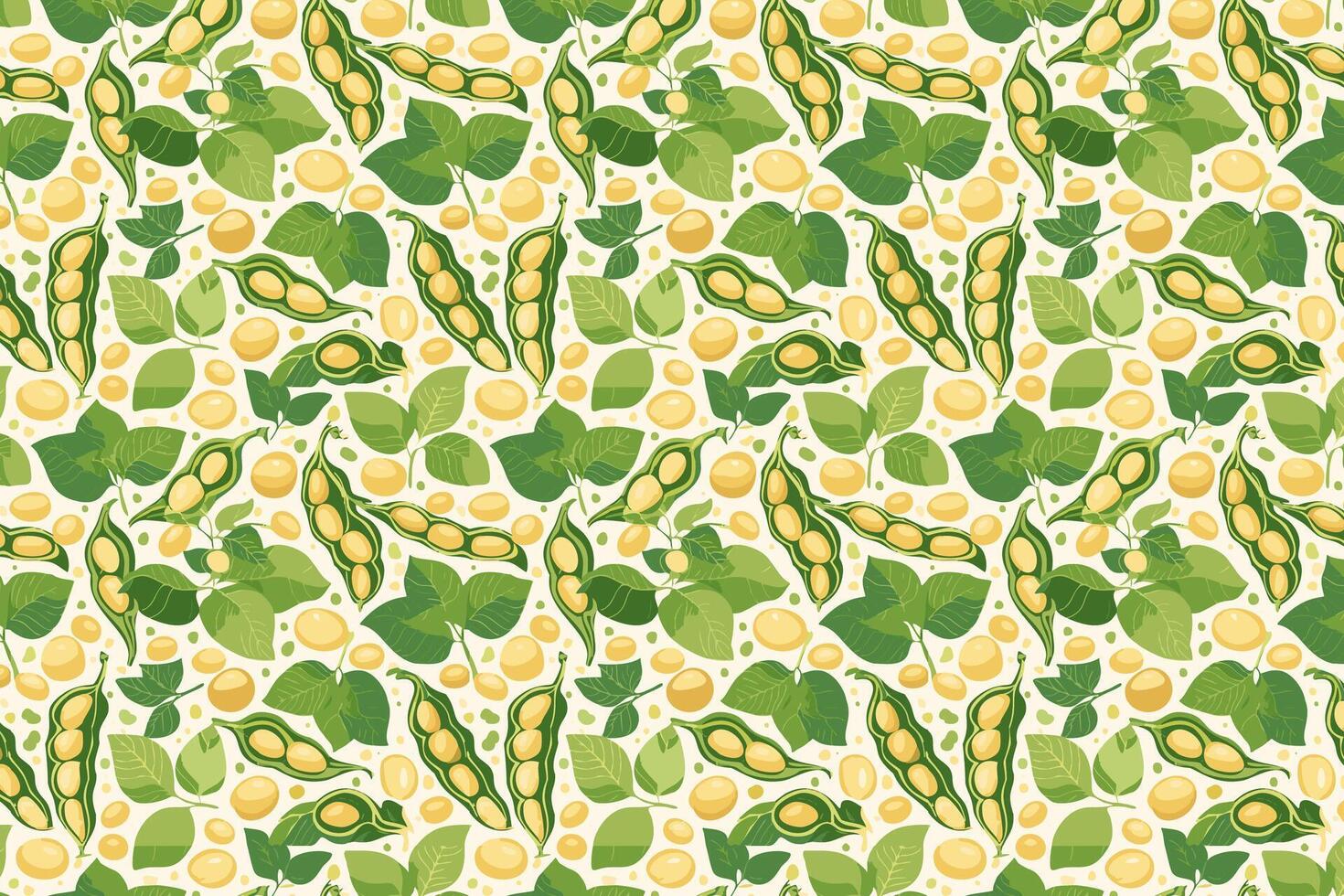 Pattern with soya beans and leaves illustration. vector