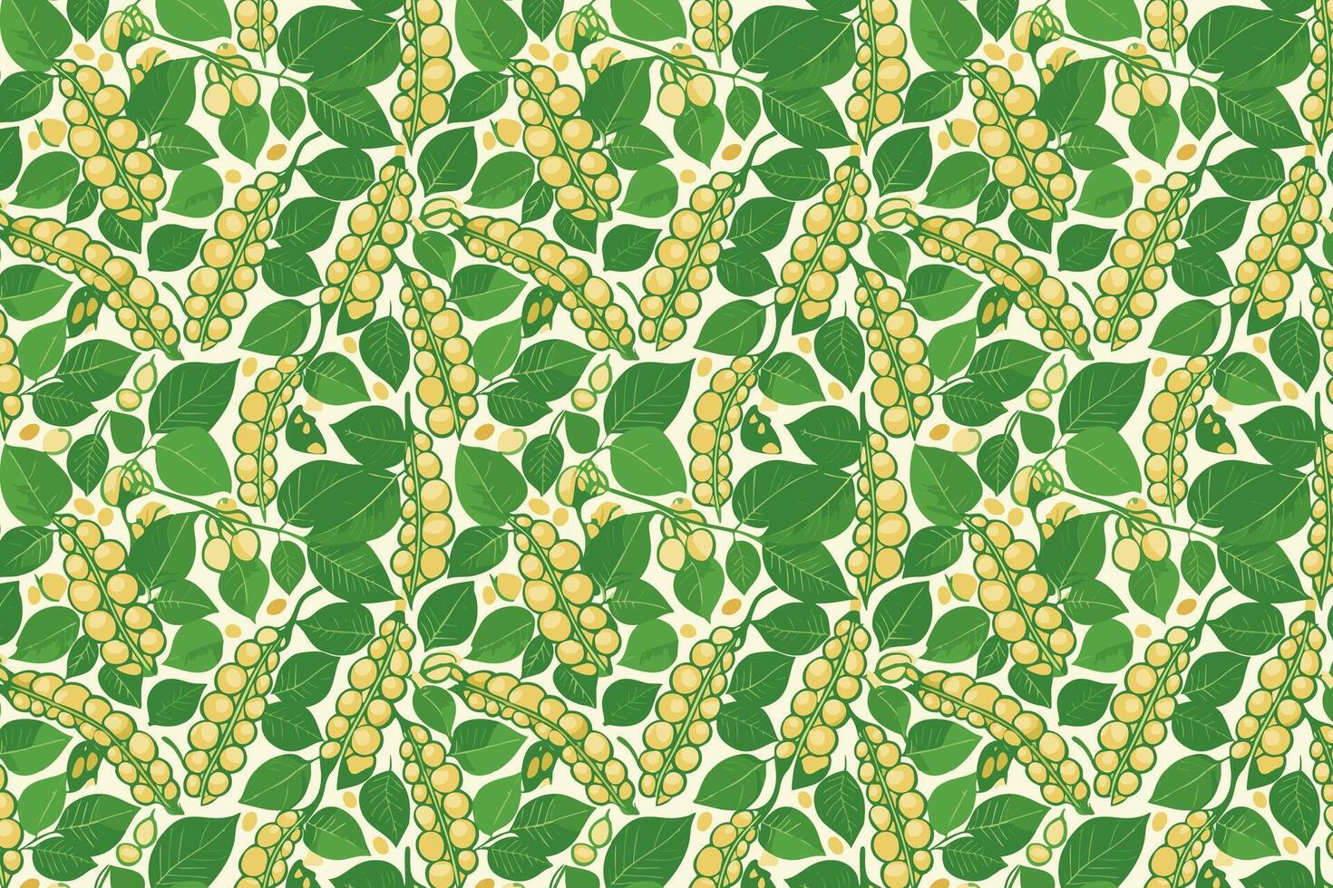 Green leaves and soybeans pattern illustration. vector