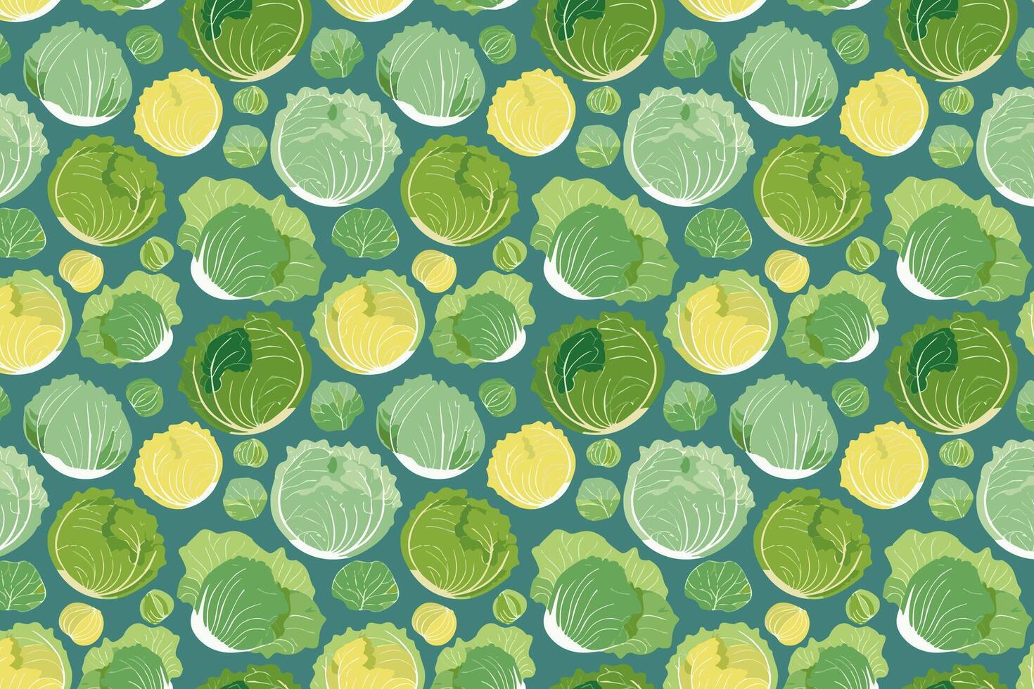 Pattern with cabbage. Cabbages background illustration. vector