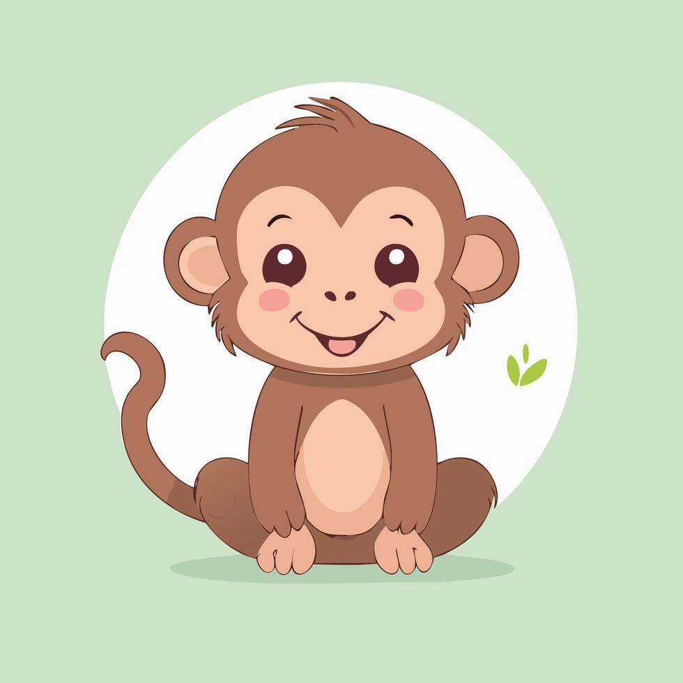 Monkey animal with tail icon illustration vector