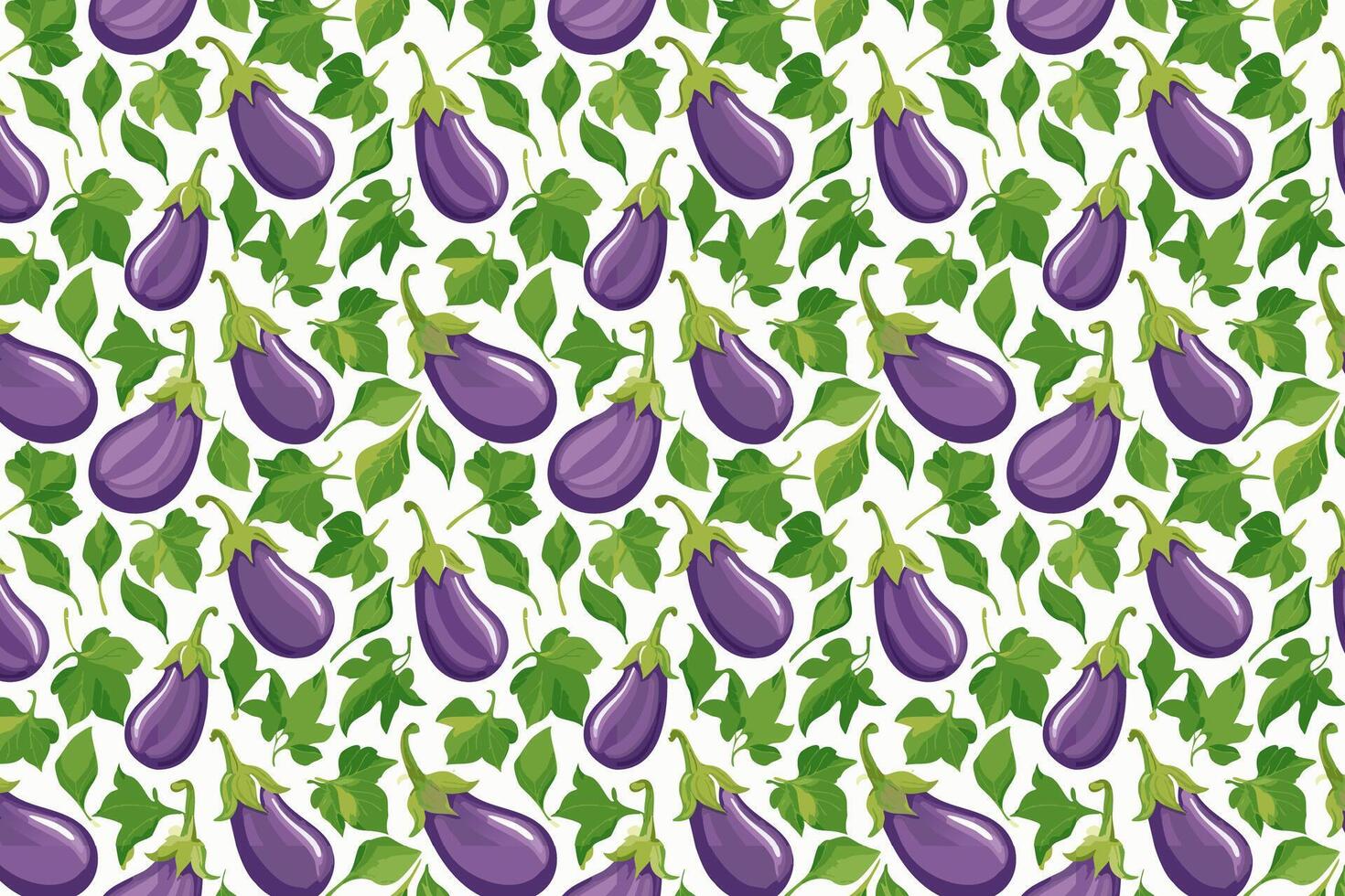 Pattern with purple eggplants. Brinjal vegetables background illustration. vector
