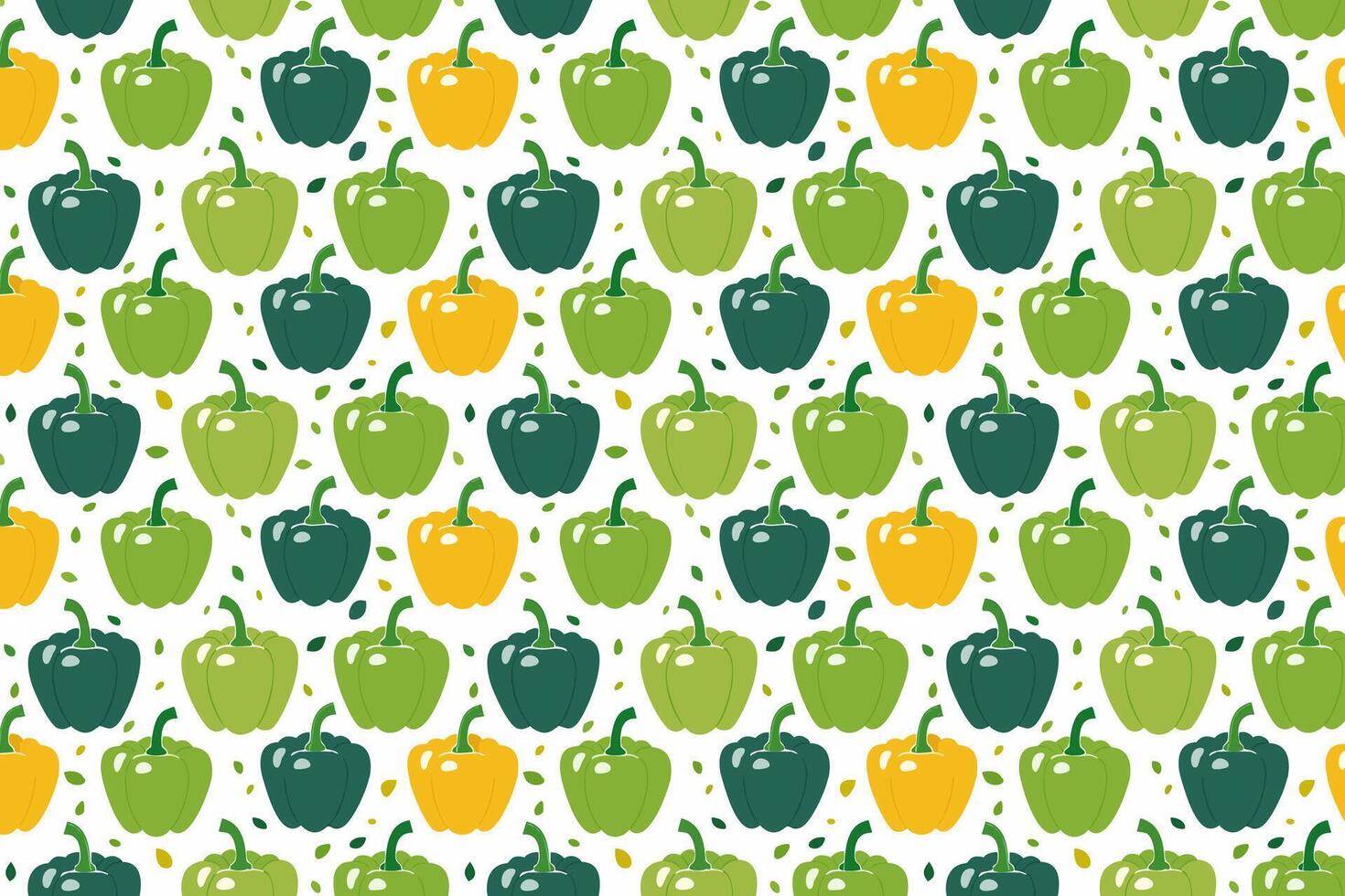 Pattern with green and yellow bell peppers on white background vector