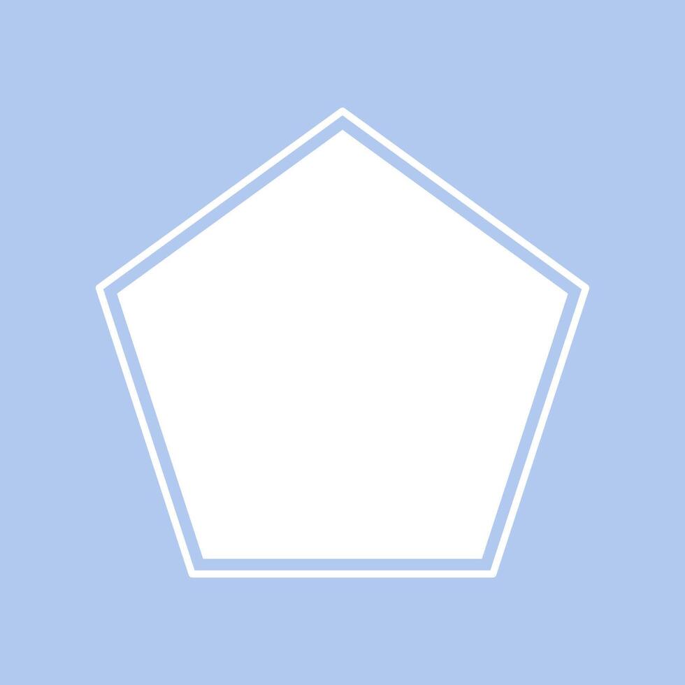 Pentagon outline shape template isolated on blue background. vector