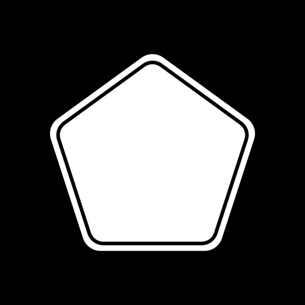 Pentagon outline shape template isolated on black background. vector