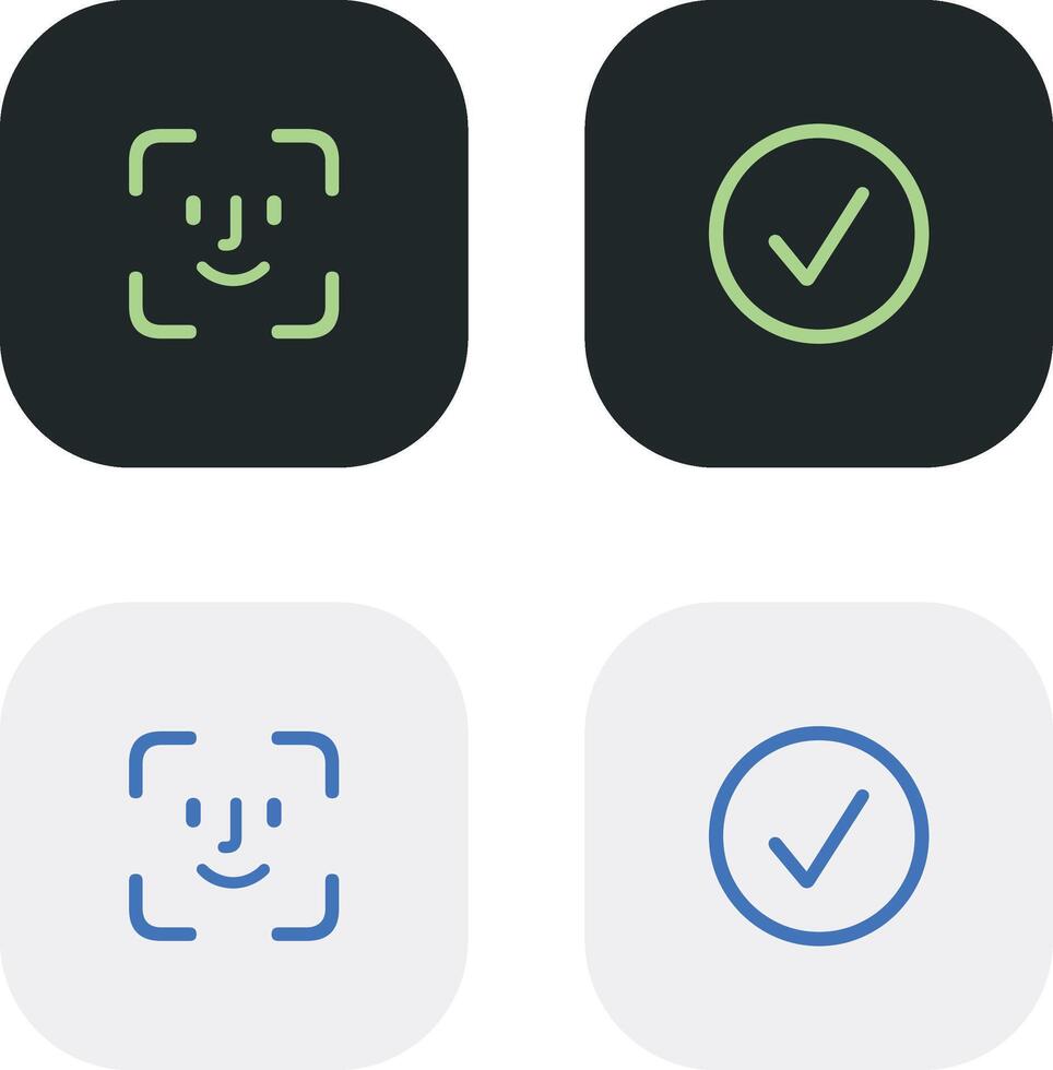 Face scanning process. Facial detection symbols. Face recognition. Biometric verification. Touch id and face id icon on mobile devices. Flat design style. illustration vector