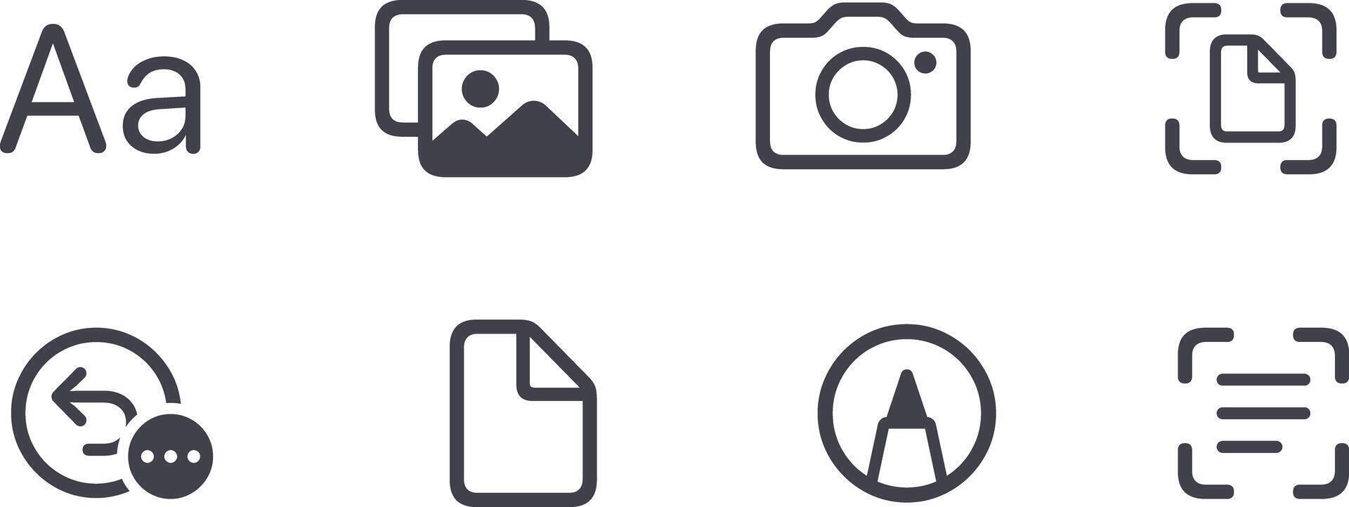 Accessory Bar Editing button Tools Icon set. Web, mobile UI icons vector