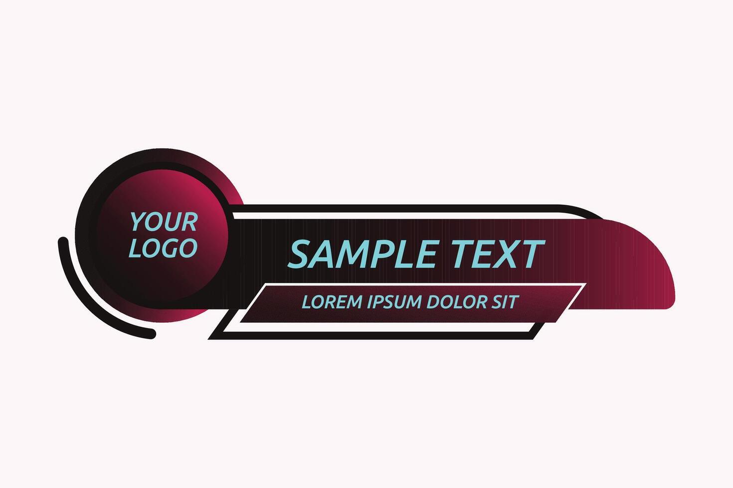 abstract lower third graphic featuring a circular logo placeholder and a rectangular headline area vector
