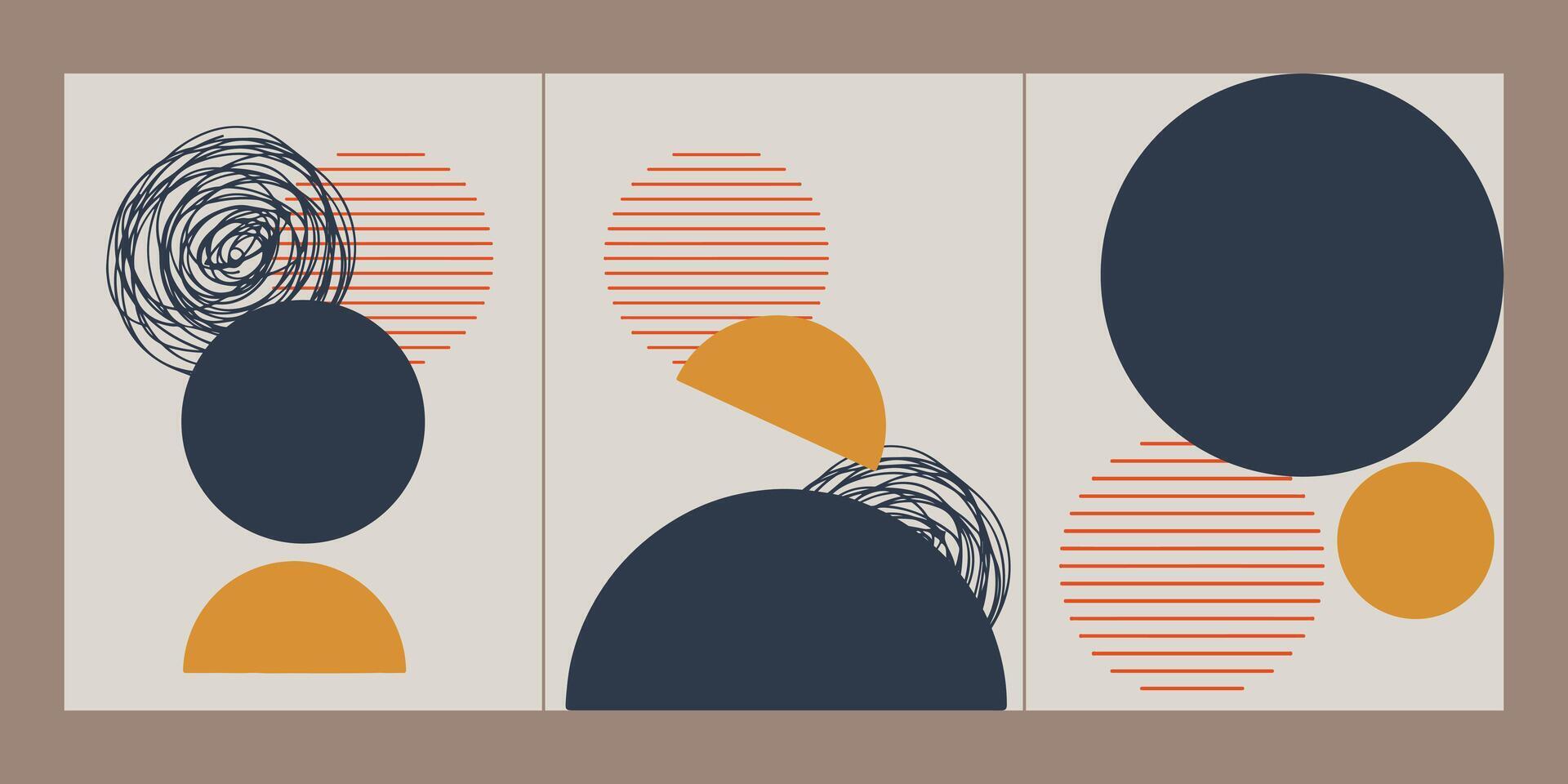 circle abstract art set wall decor vector