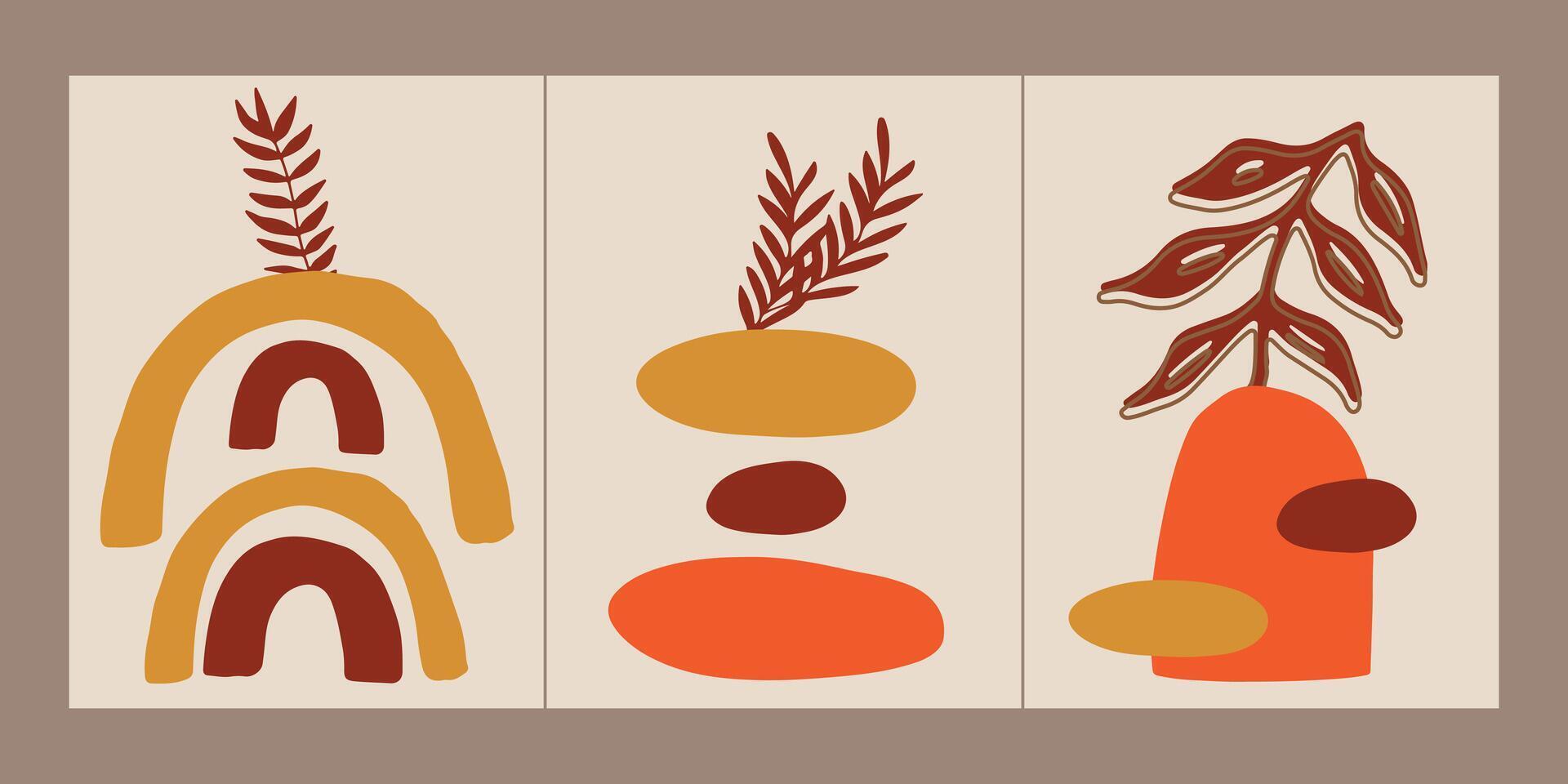 set abstract picture wall decor vector