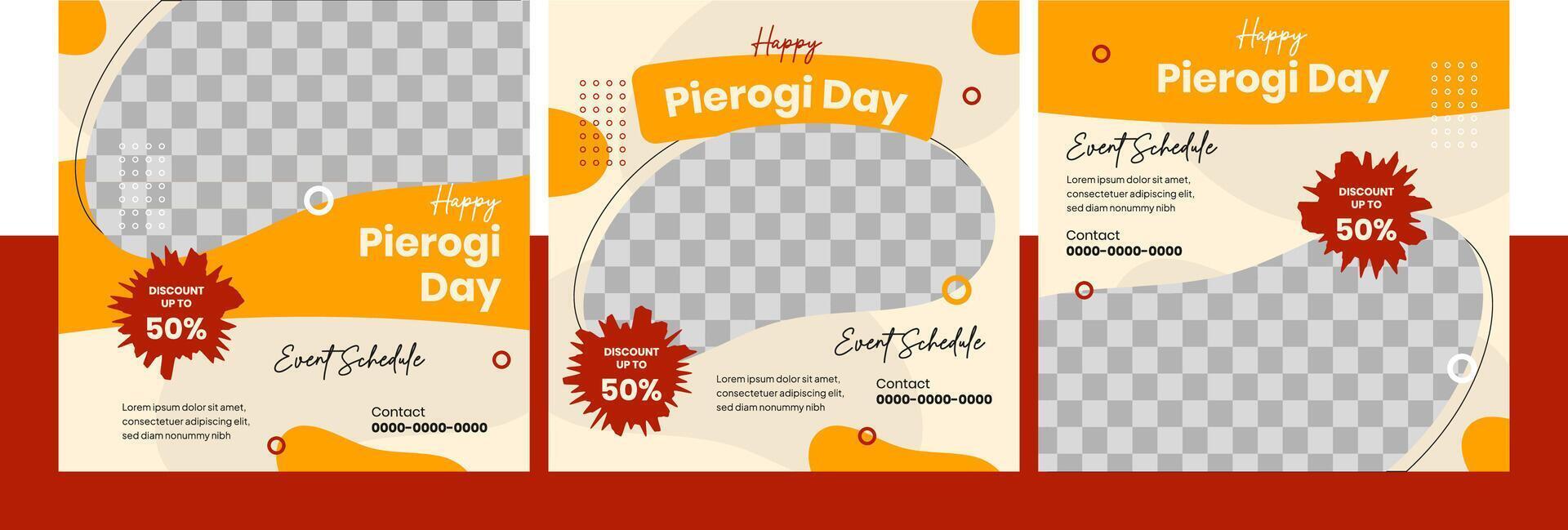 Pierogi day post social media template. Feed holidays banner graphic . Perfect for business promotion vector