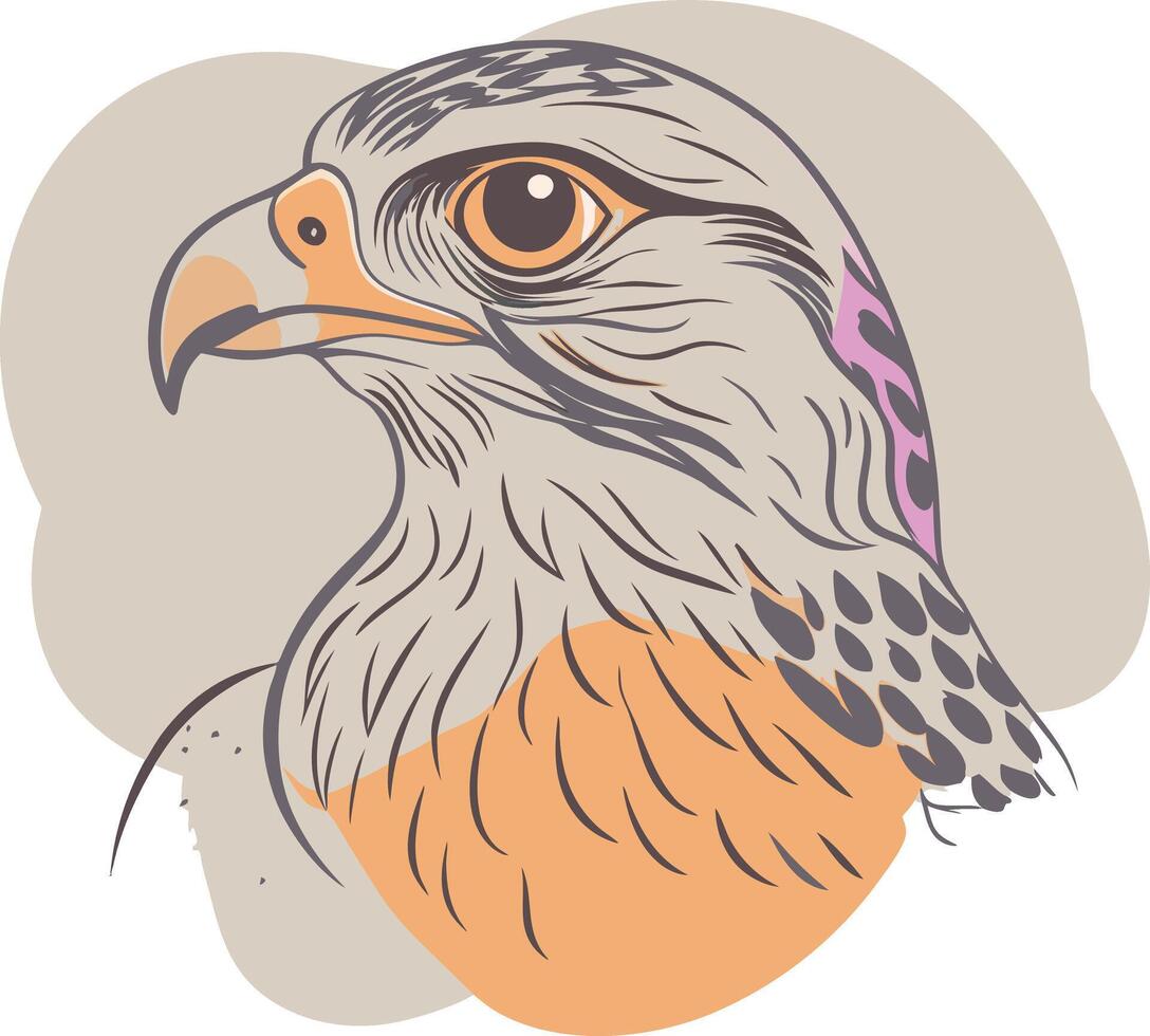 A Eagle with a purple head and orange beak vector