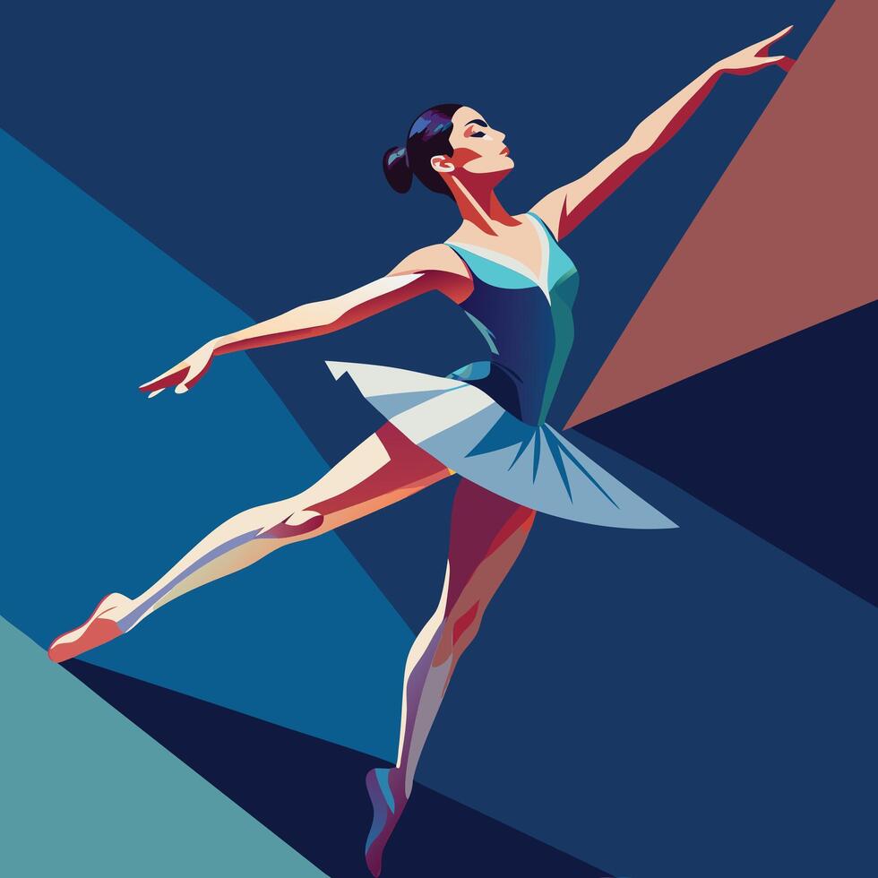 A ballerina in a blue dress is jumping vector