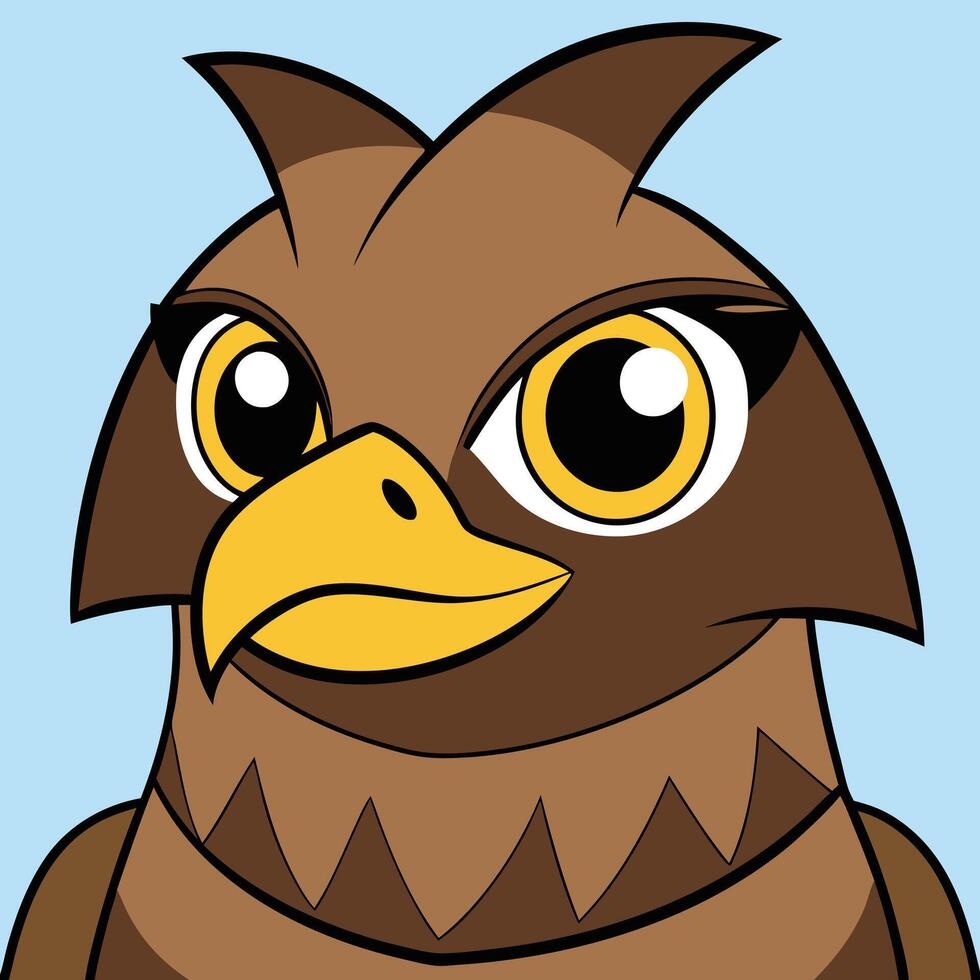 A cartoon brown eagle with big eyes vector