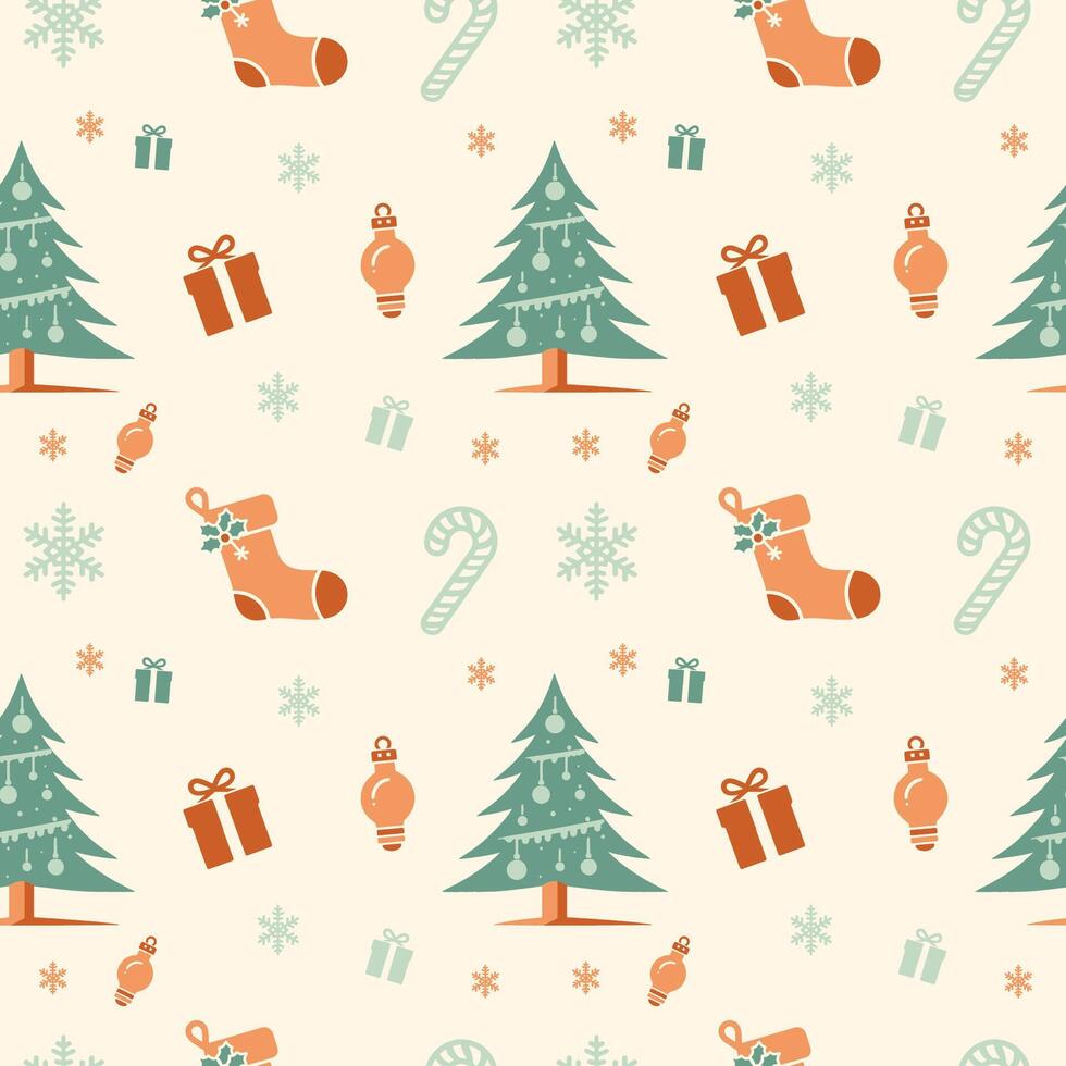 Seamless pattern with Christmas festive elements. vector