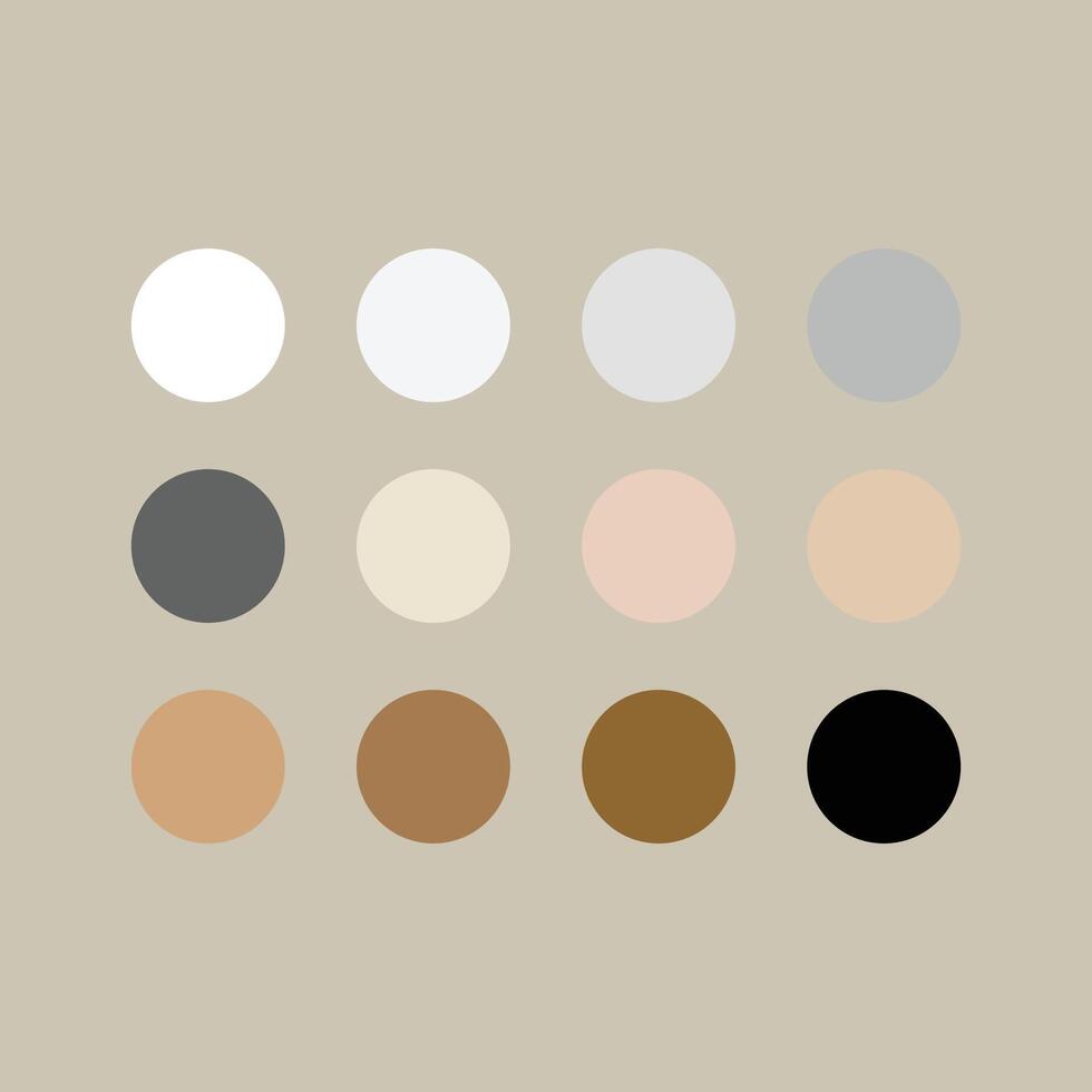 Set of Neutral Color Palette. Color swatch for fashion, home, interiors, design. Colour chart idea. vector
