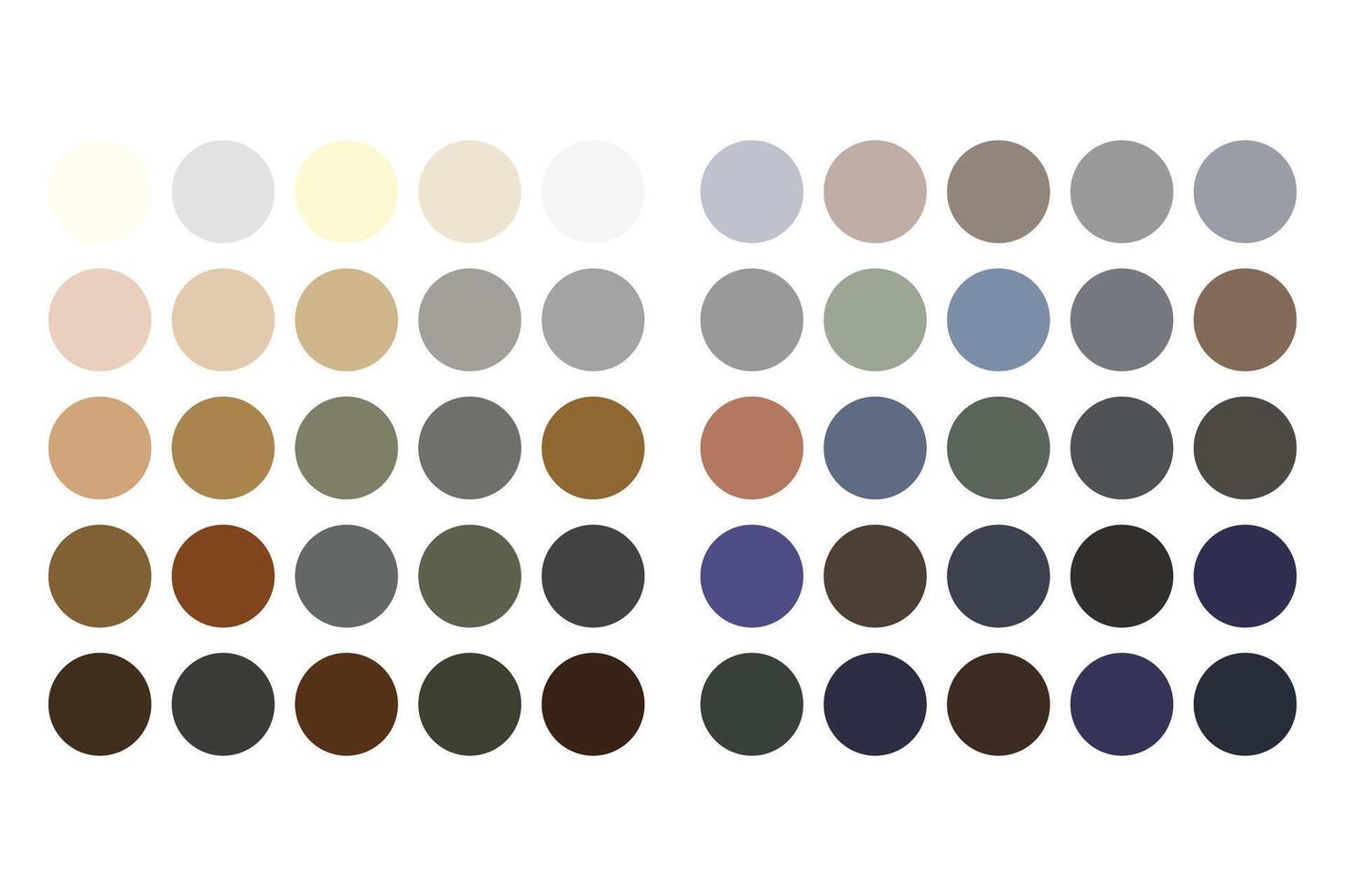 Set of Neutral Color Palette. Color swatch for fashion, home, interiors, design. Colour chart idea. vector