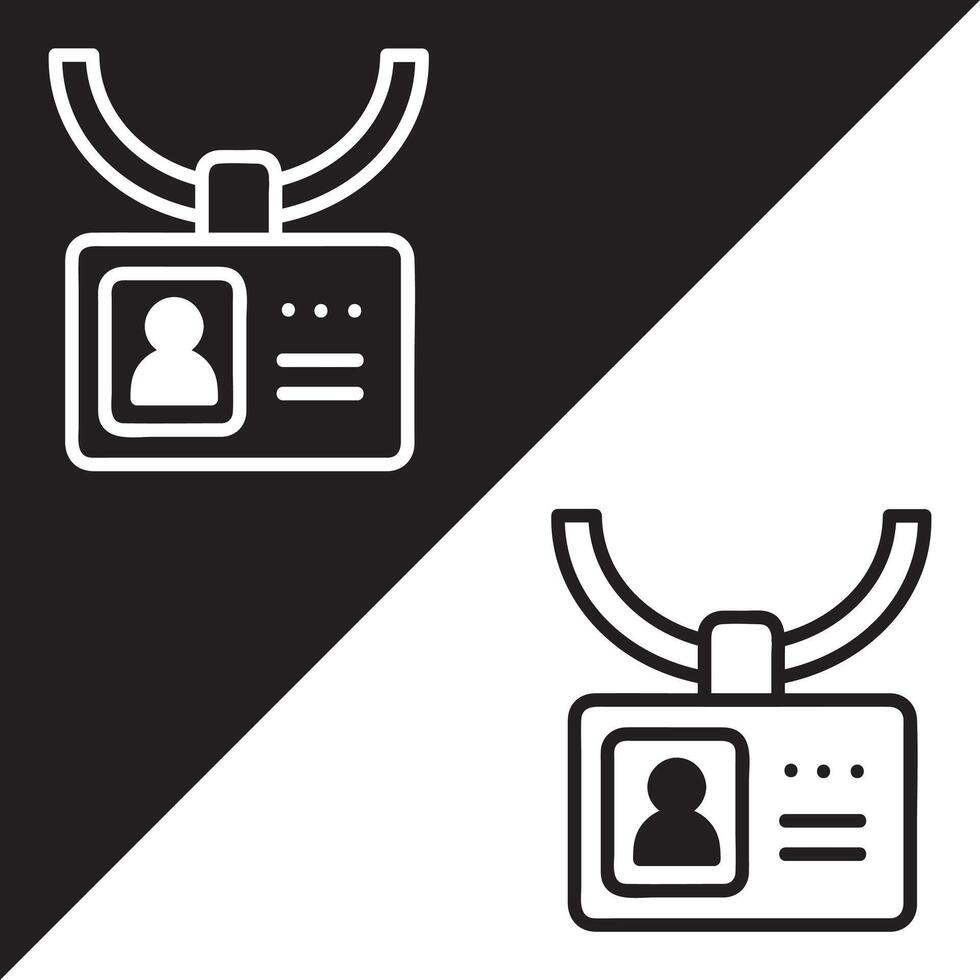 ID card Icon, Lineal style, isolated on Black and white Background. vector