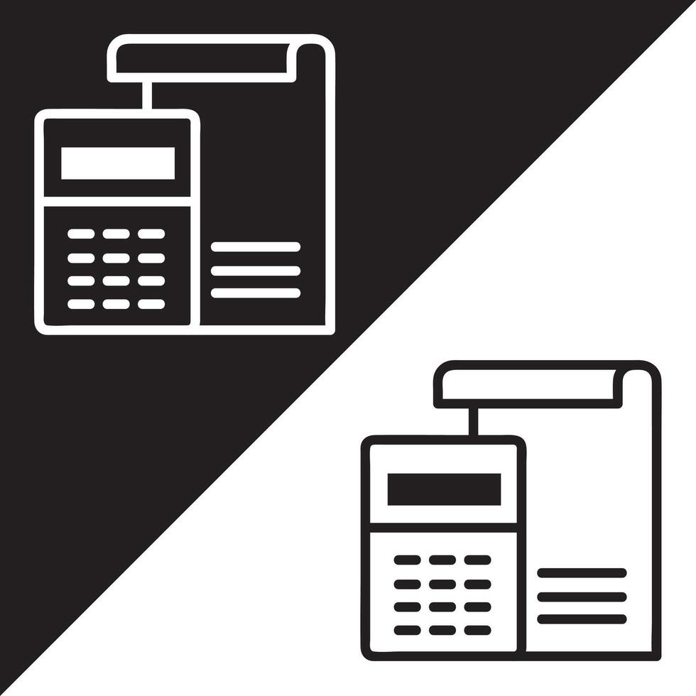 Calculator Icon, Lineal style, isolated on Black and white Background. vector