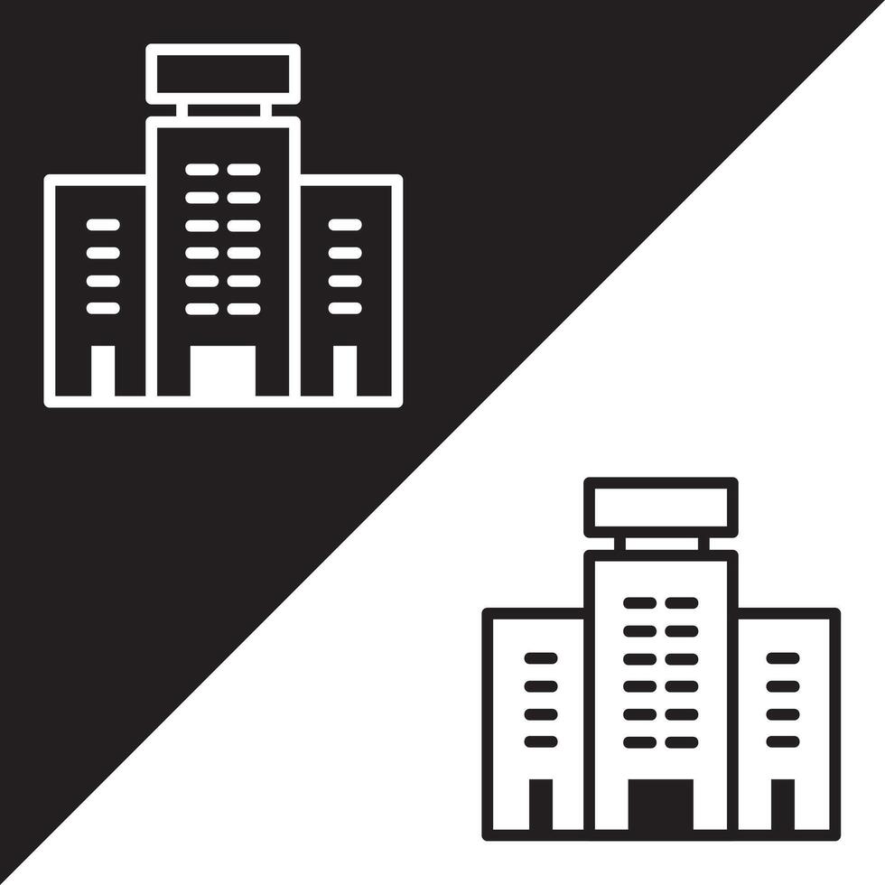 Office Icon, Lineal style, isolated on Black and white Background. vector