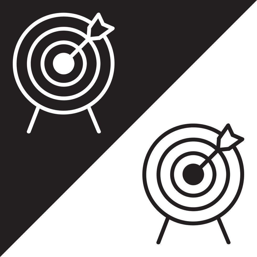 Target Icon, Lineal style, isolated on Black and white Background. vector