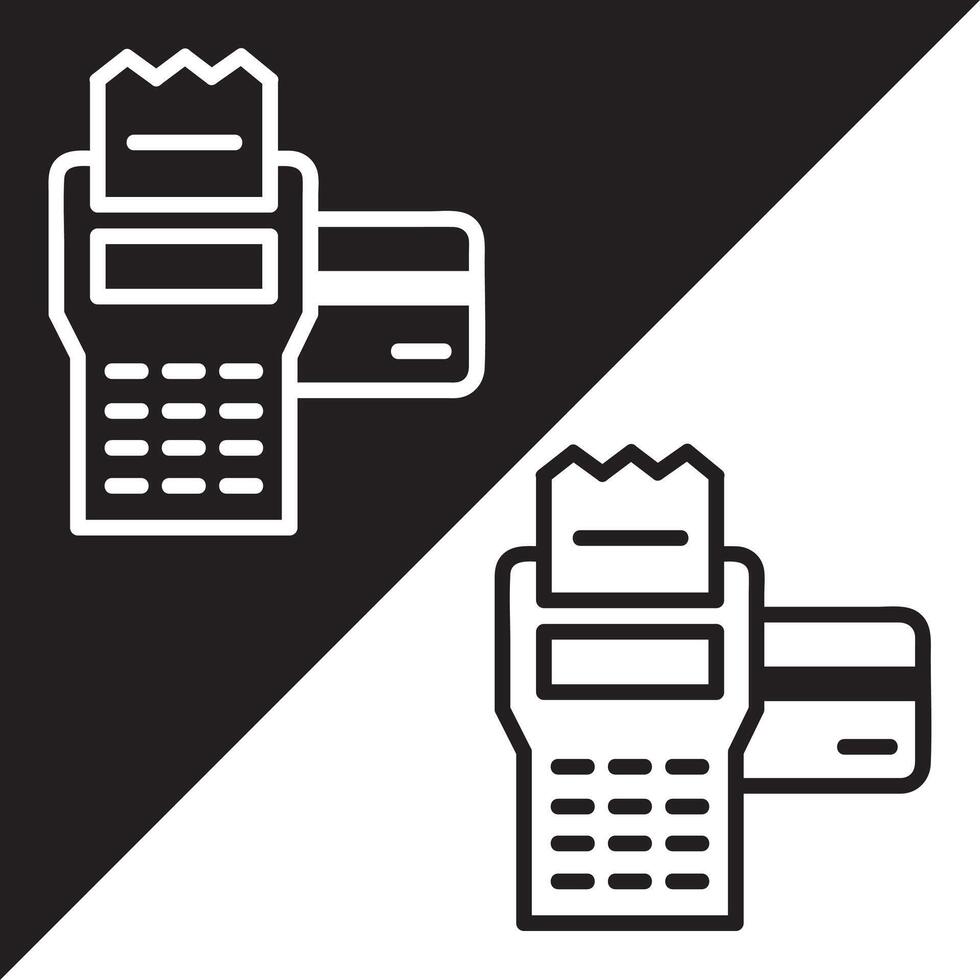 Pos Terminal Icon, Lineal style, isolated on Black and white Background. vector