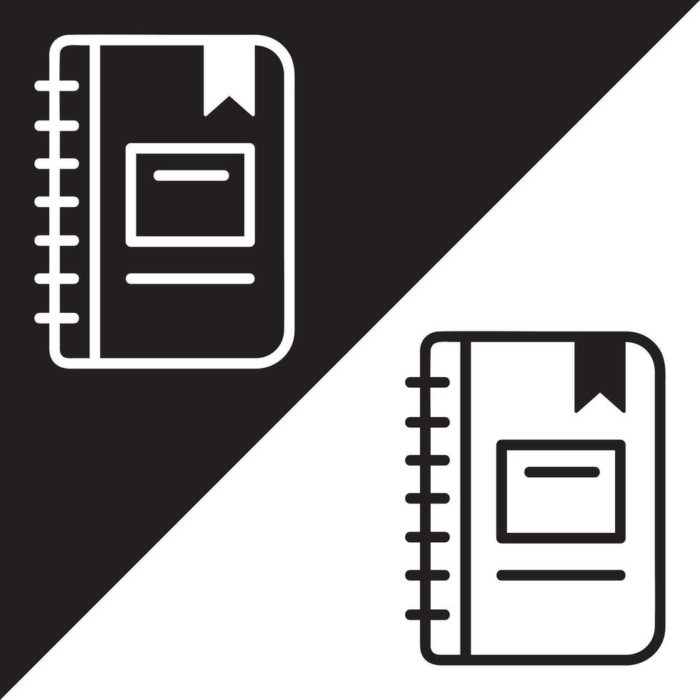 Notebook Icon, Lineal style, isolated on Black and white Background. vector