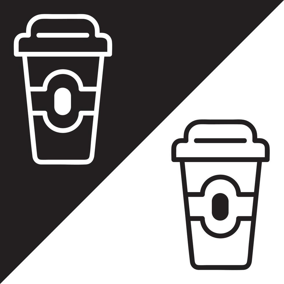 Coffee Cup Icon, Lineal style, isolated on Black and white Background. vector
