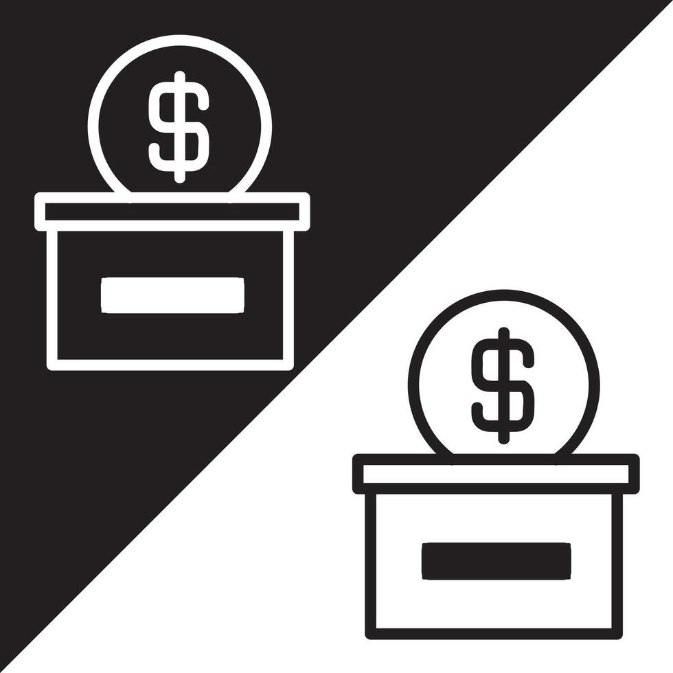 Donation Icon, Lineal style, isolated on Black and white Background. vector