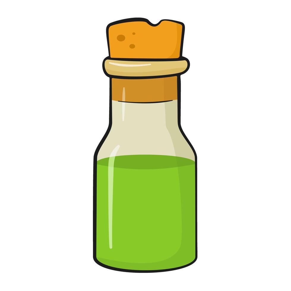 Flask with cork and green liquid vector
