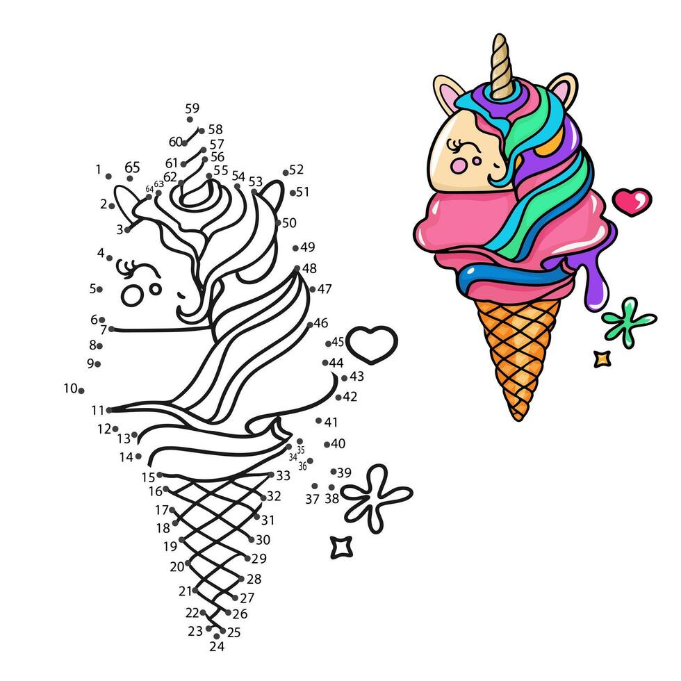 Connect the dots to draw an ice cream cone vector