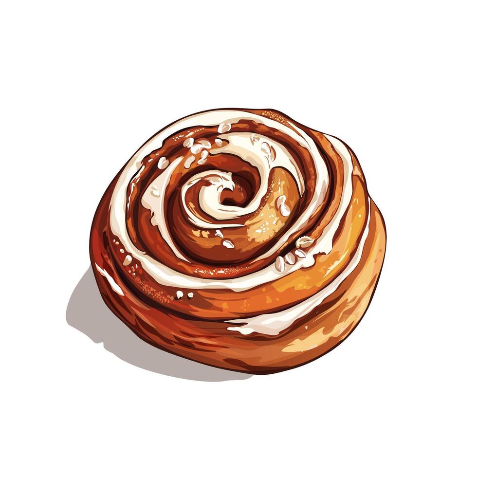 A cinnamon roll is shown in a drawing vector