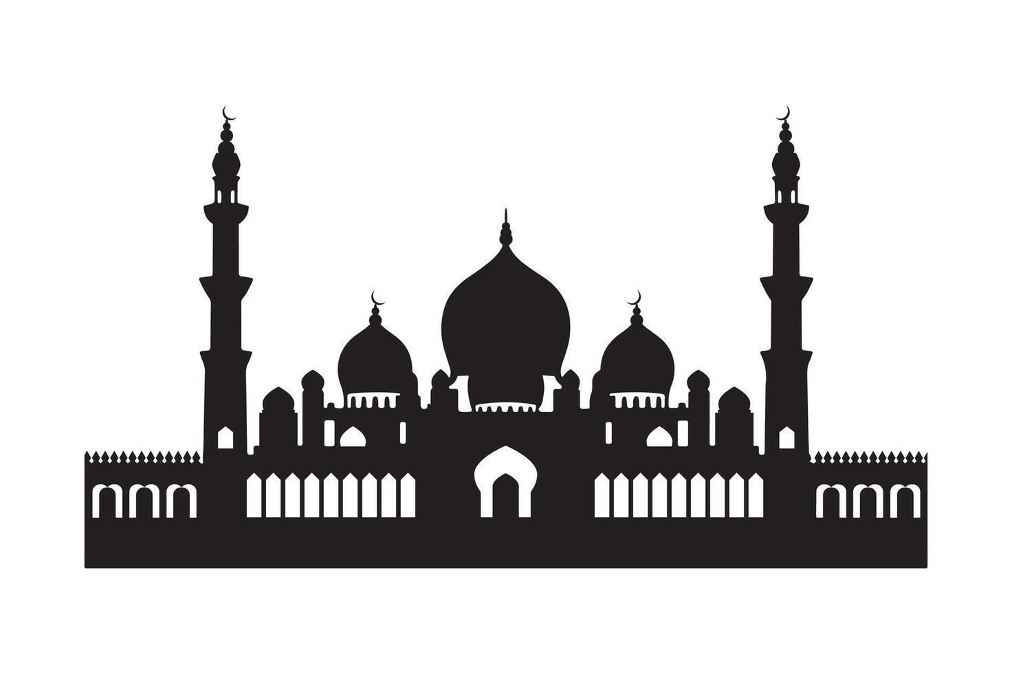 A silhouette of a mosque with two minarets vector