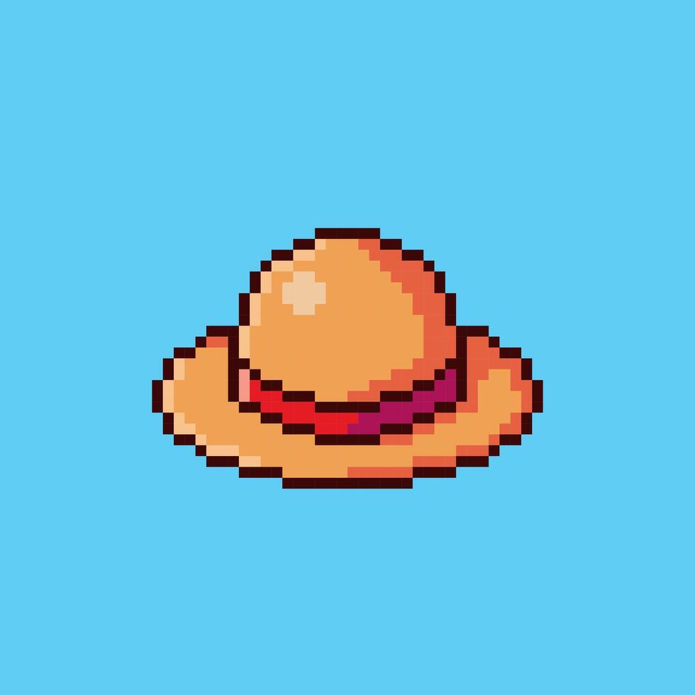 Pixel art Straw Hat game asset design vector