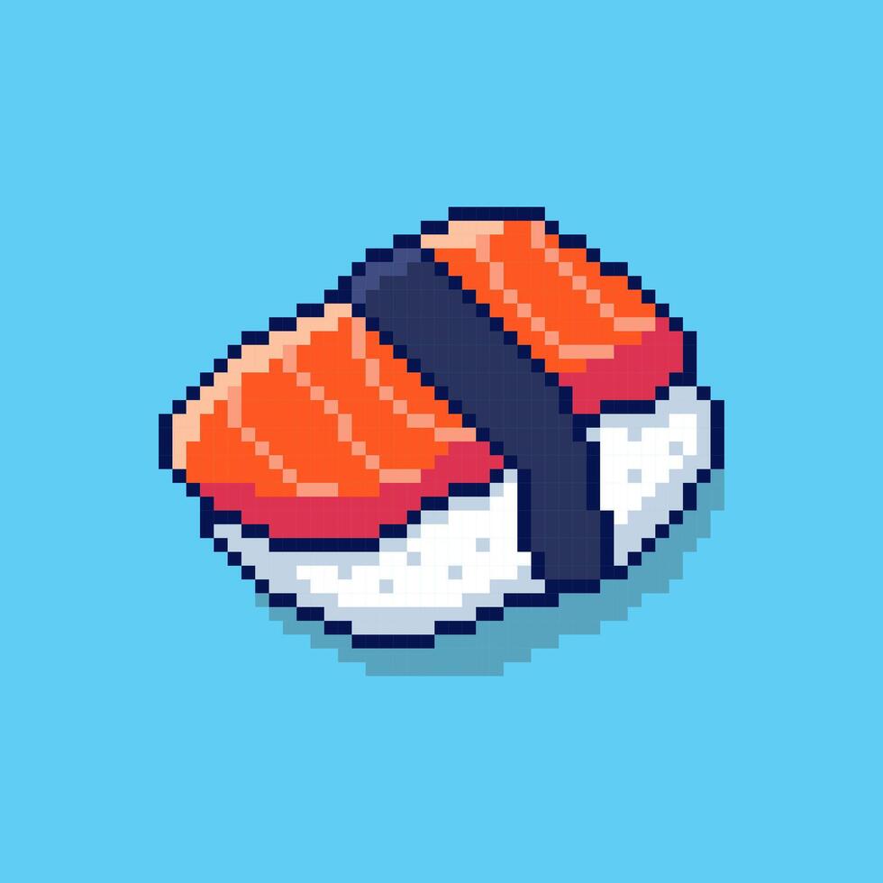 Illustration of Sushi with Pixel Art Design vector