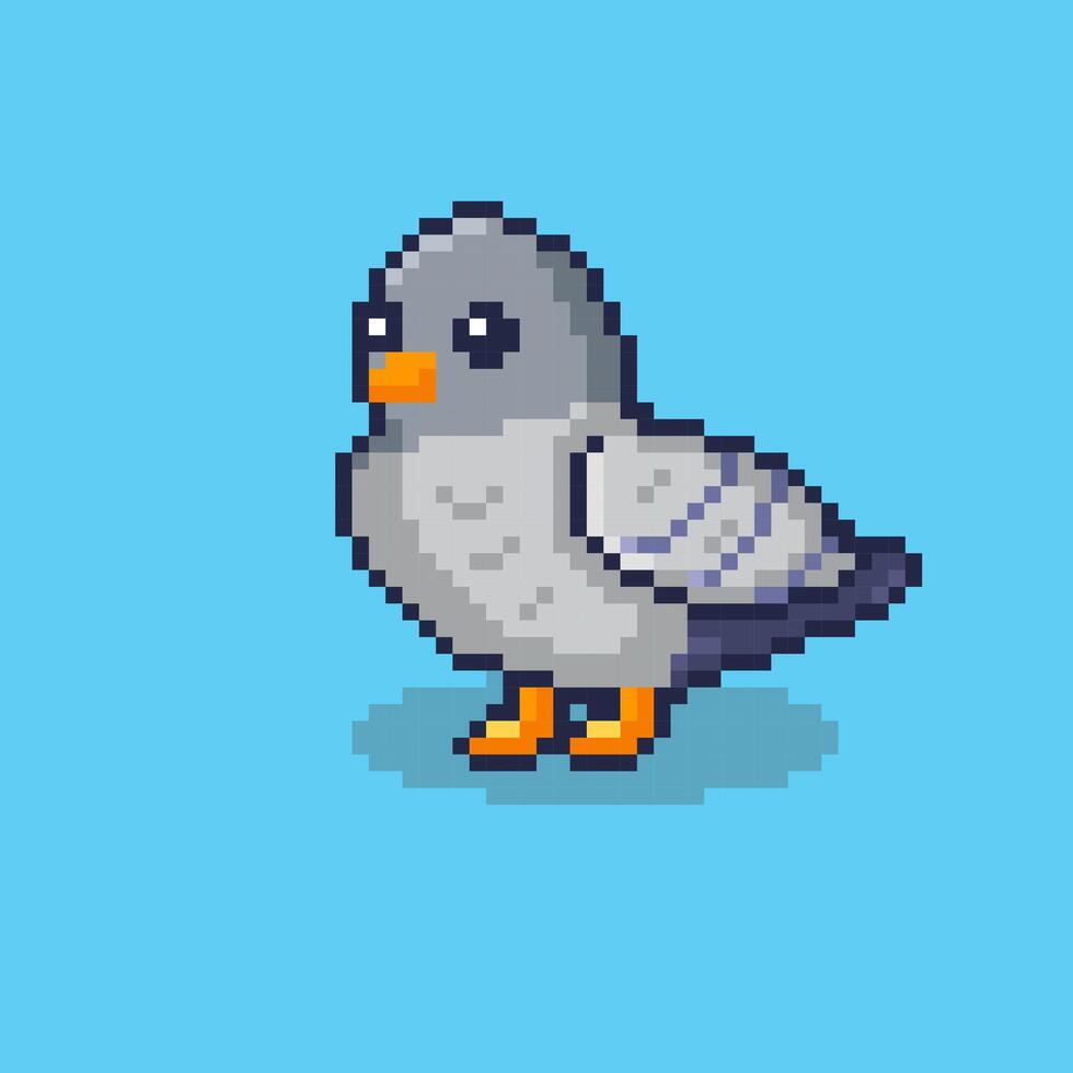 Pixel art cute dove game asset design vector