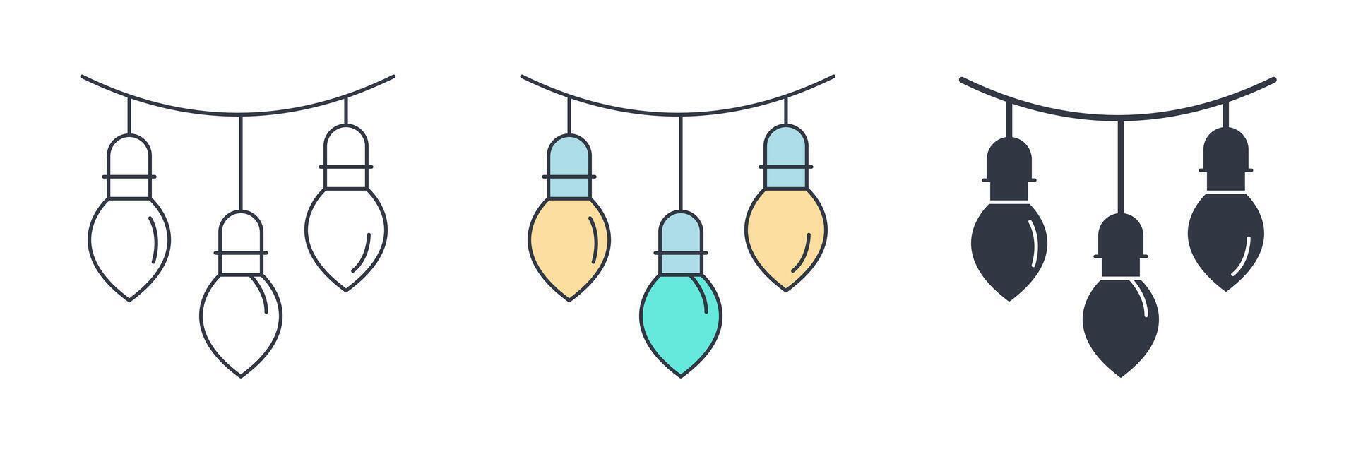 Christmas lights icon symbol illustration isolated on white background vector