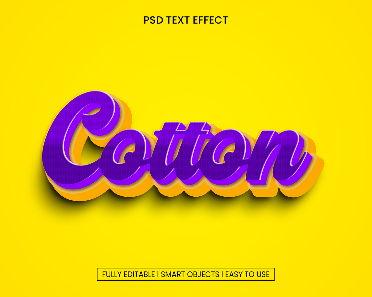Cotton 3d editable text effect psd