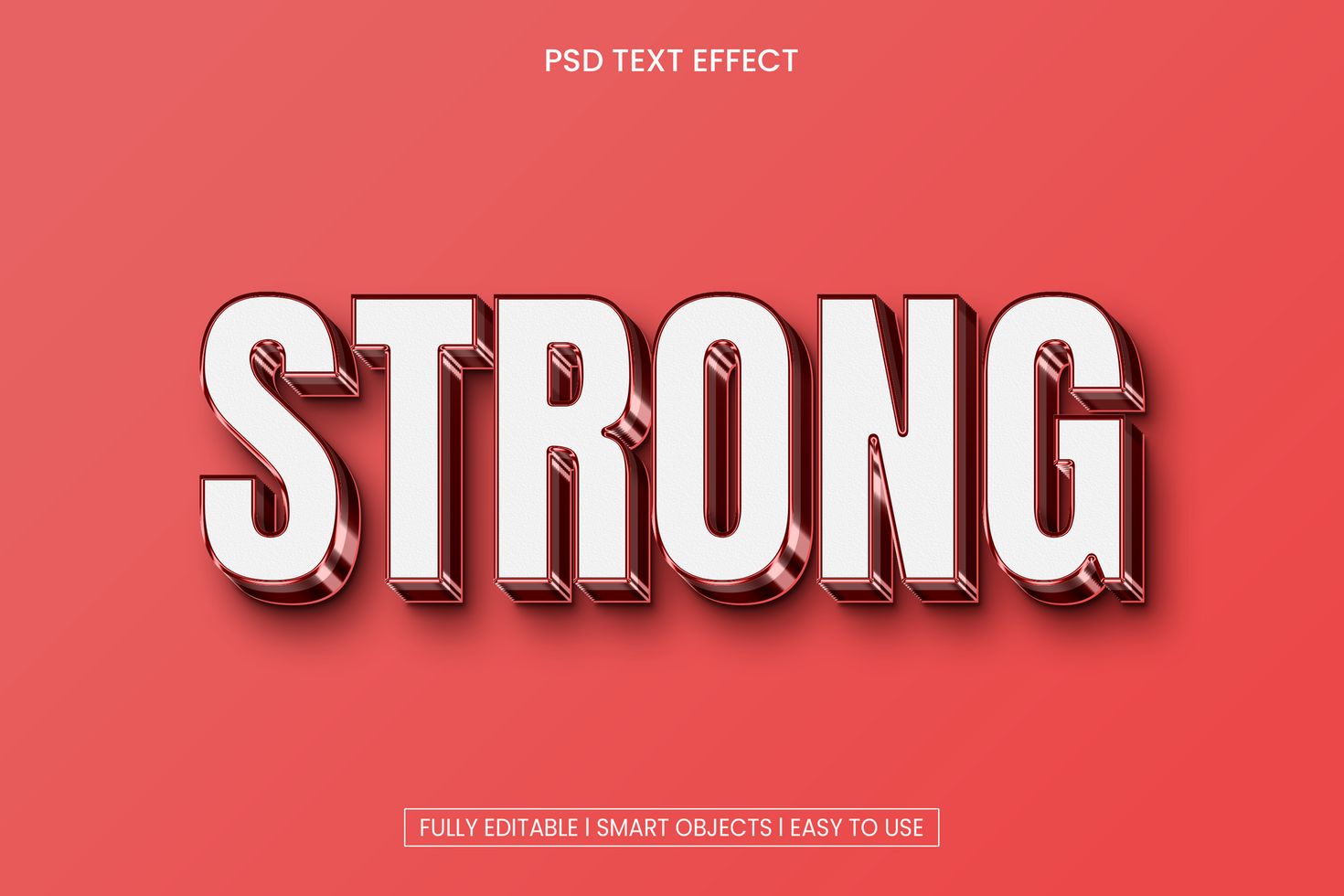Strong 3D editable text effect psd