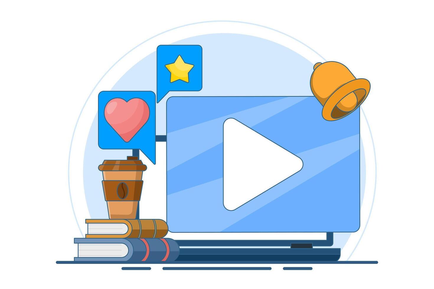 Online training concept. Distance business training, streaming, webinar, online conference, online learning, watching tutorials, lessons, lectures on the internet. Flat illustration. vector