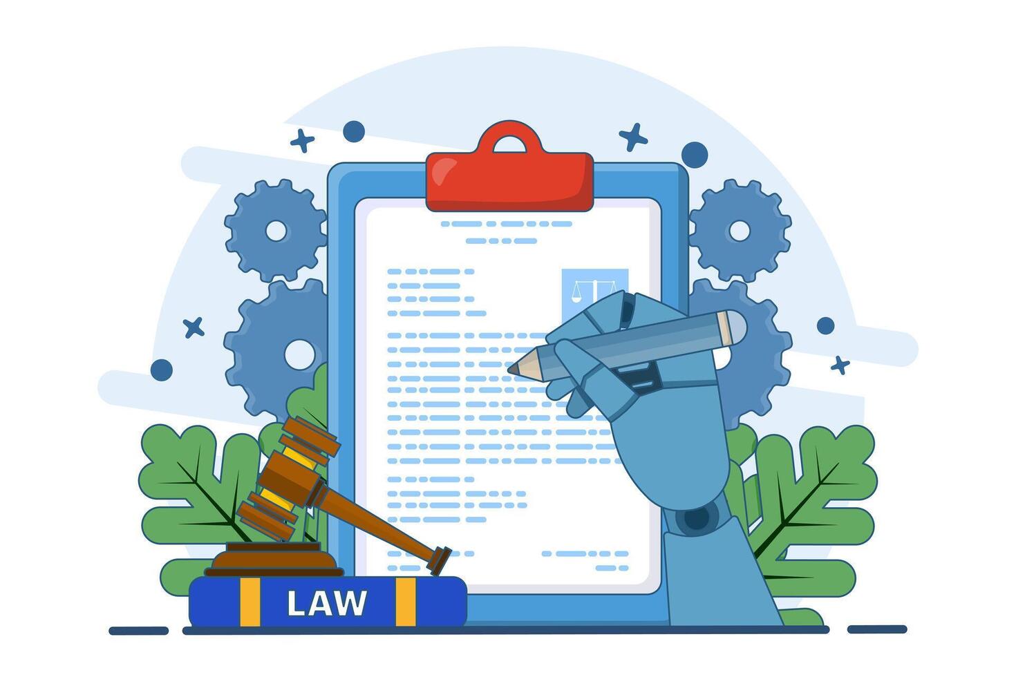 Concept of signing legal documents, electronic contracts or online agreements. Reading and signing the terms and conditions of the contract. Flat illustration on the background. vector