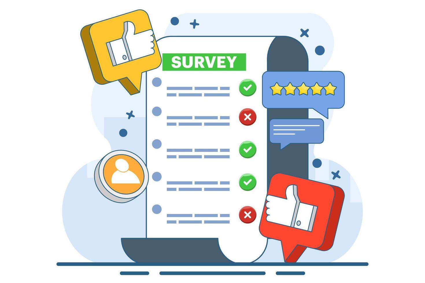 online survey concept, Customer Survey Form Filling Test, Customer experience and satisfaction. questionnaire or survey. filling or answering questions on a form. collecting information. vector