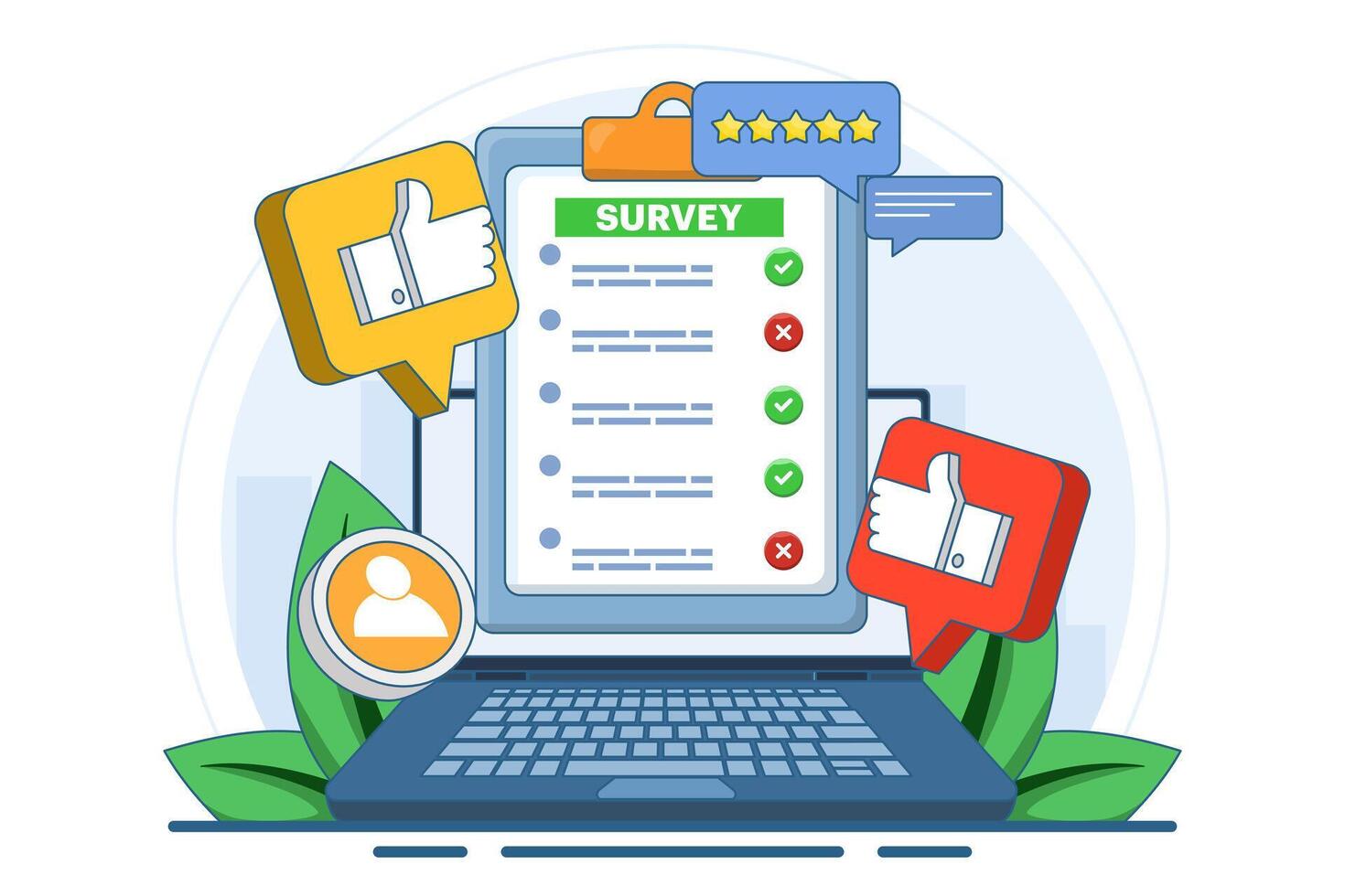 online survey concept, Customer Survey Form Filling Test, Customer experience and satisfaction. questionnaire or survey. filling or answering questions on a form. collecting information. vector
