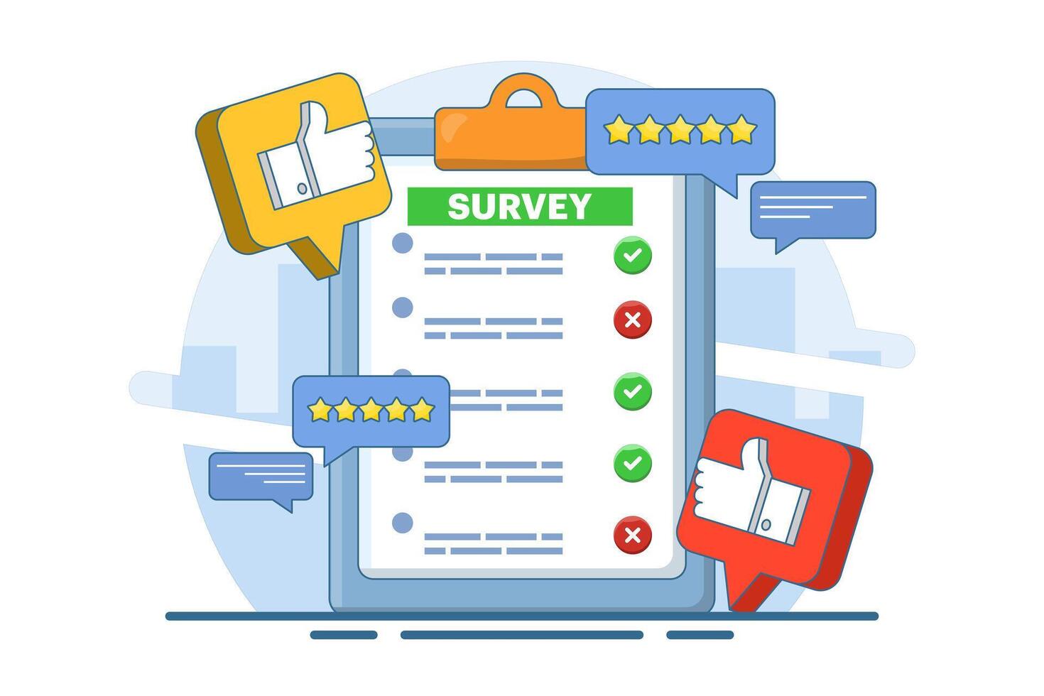 online survey concept, Customer Survey Form Filling Test, Customer experience and satisfaction. questionnaire or survey. filling or answering questions on a form. collecting information. vector