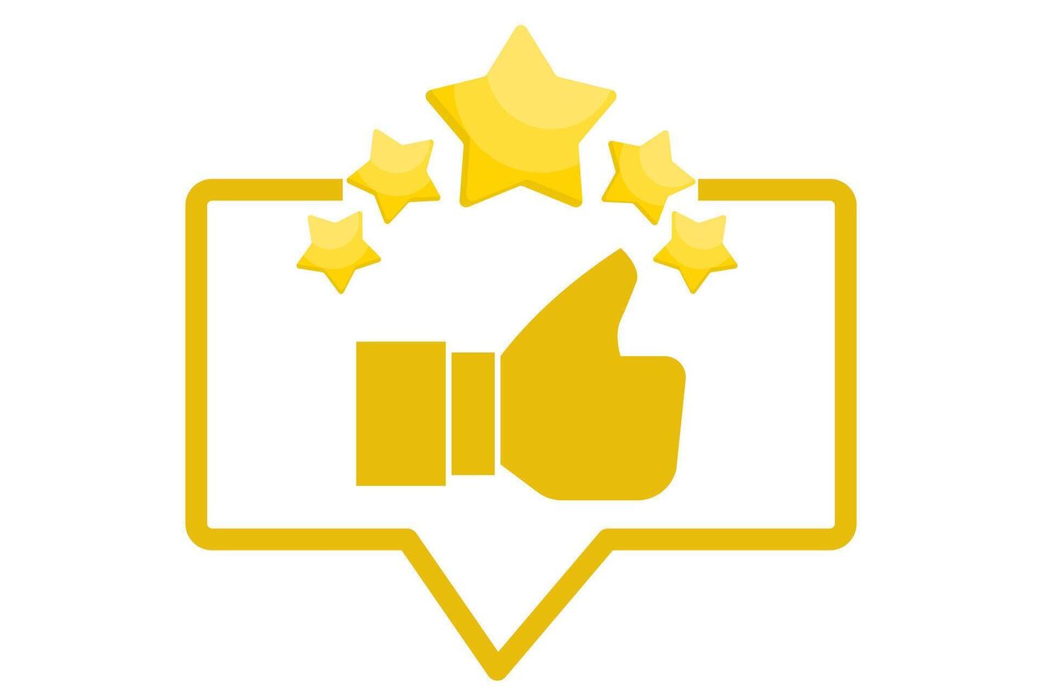 Customer review concept with five stars. Customer review rating with 5 stars and thumbs up. Flat illustration with icons on the background. vector